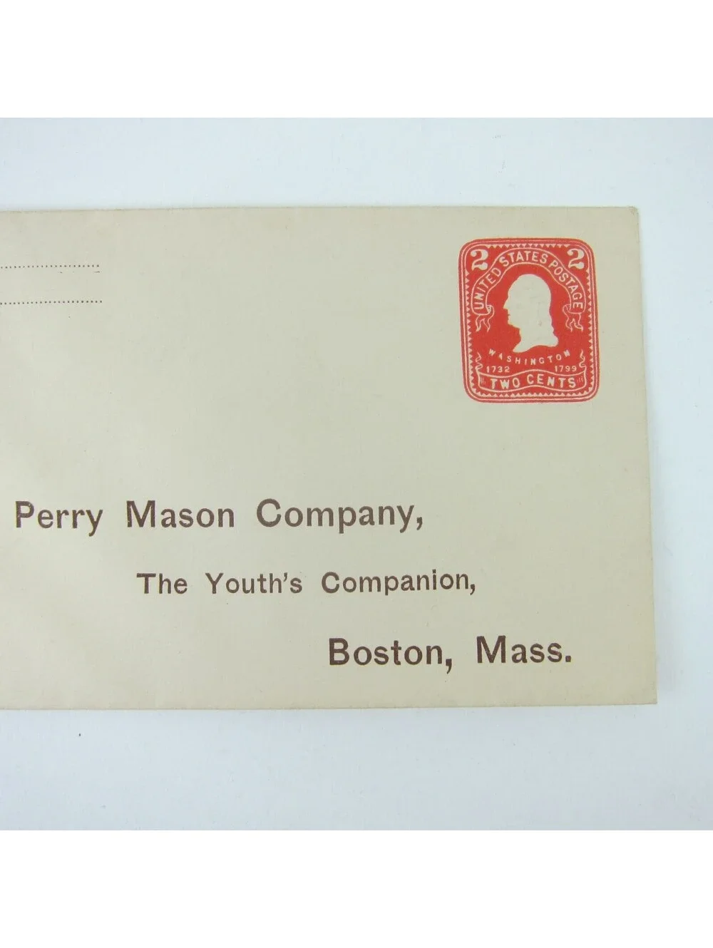 US Postal Stationery Perry Mason Company Youths Companion Boston 2 cent Antique